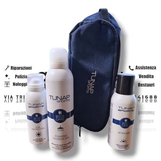 Kit beauty body care Tunap SPORTS cura corpo pelle sole decathlon IDEA REGALO