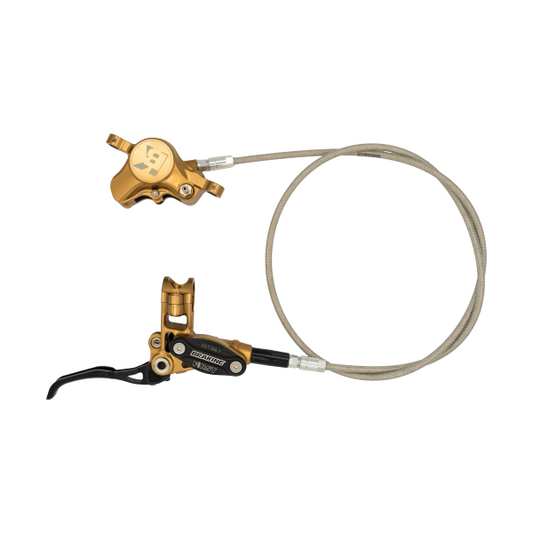 COPPIA FRENI A DISCO BRAKING F.I.R.S.T. TUBO KEVLAR E ACCIAIO 5MM ORO MTB EBIKE